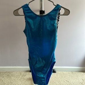 Shimmery Blue and Zebra Print Practice Leotard by Melody
